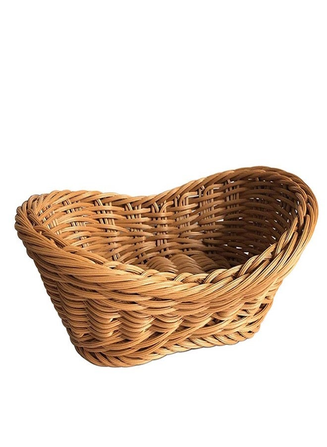 ANRUIDE 2 Pack Polyester Wicker Bread Basket Imitation Rattan Braid Basket Woven Table Food Fruit Vegetable Service Basket for Restaurant Service Display Home Outdoor Dining Room - Image 4